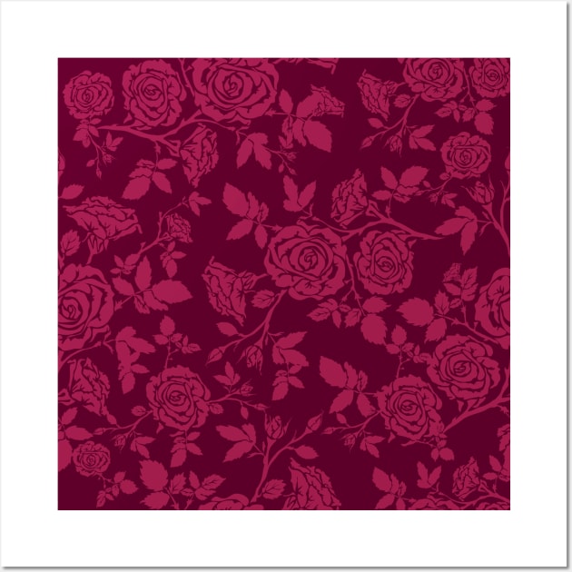 Red Rose Pattern Wall Art by JulietLake